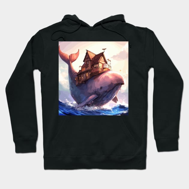 Fantasy family on whale Hoodie by TomFrontierArt